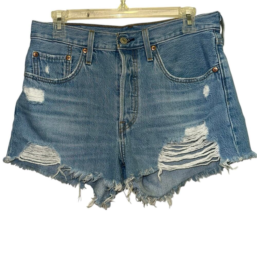 Levi's 501 Distressed Cutoff Denim Shorts Button Fly‎ W27 Cotton